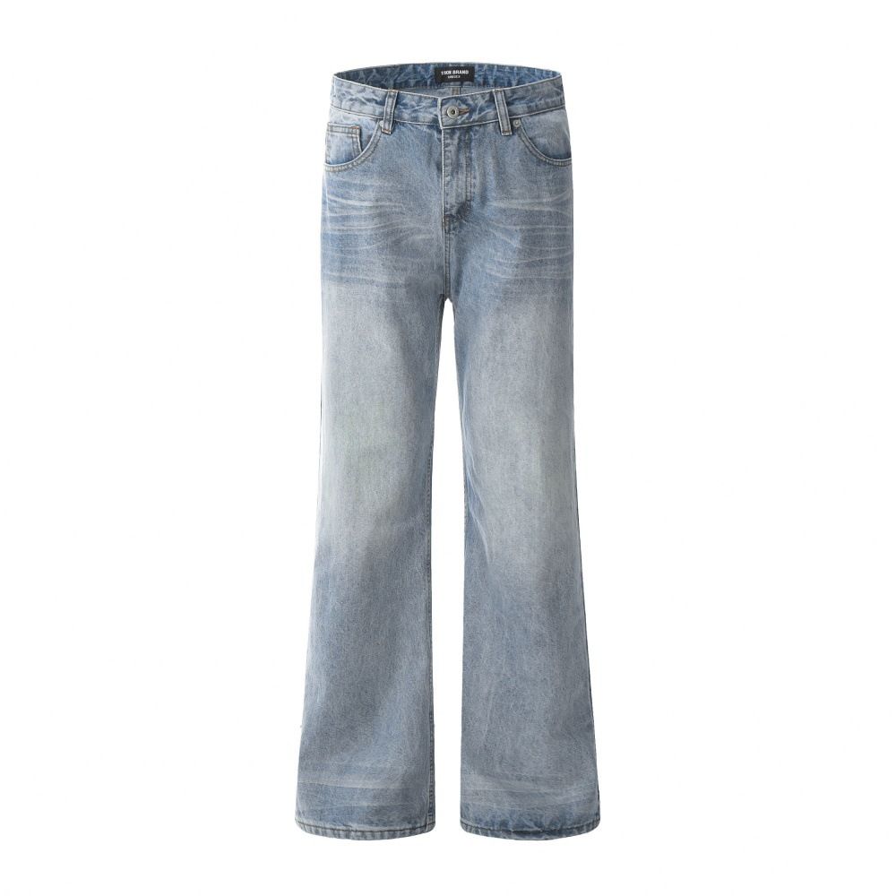 Vintage Washed Relaxed Fit Jeans – Classic Straight-Leg Denim Pants For Men (S-XXL, 98.8% Cotton, No Stretch, Streetwear Essential)_mkmklike.com