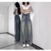 Retro High-Waisted Wide-Leg Jeans for plus Size Women Loose Fitting Straight Leg Solid Color High Street Design Pear Shaped Figure_mkmklike.com