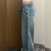 Women's Stylish Rhinestone 3D Bow Tie Wide Leg Jeans Casual Denim Pants Spring Fashion Versatile_mkmklike.com