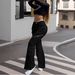 Women's Clothing Slim Fit Flared Cargo Pants New Style High Waist Slimming Casual Pants Versatile Black Floor Length High Elastic Denim Jeans_mkmklike.com