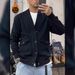 Heavyweight High Grammage Fleece-Lined Thick Knitted Terry V-Neck Button-Down Jacket For Men Winter Retro Trendy Youth_mkmklike.com