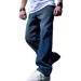 apanese Vintage Washed Denim Pants For Men - Relaxed Straight-Leg Casual Trousers With Wide Hem_mkmklike.com