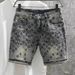 Summer High End Printed Denim Shorts for Men Slim Fit Tapered Leg Korean Style Trendy Five Point Pants_mkmklike.com