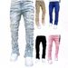 Men's Straight Fit Denim Jeans Stretch Washed Patchwork Casual Pants For Streetwear & Urban Style_mkmklike.com