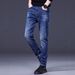 Men's Slim Fit Stretch Denim Jeans Simple Design Multi Process Blue Trousers_mkmklike.com