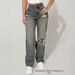 Women's High-Waisted Retro Style Distressed Jeans Wide Leg Straight Leg Slimming Denim Trousers_mkmklike.com