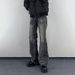 "Vintage Washed Distressed Jeans For Men - Relaxed Fit Straight To Slightly Flared High Street Denim Pants With Artisan Rips, Retro 90s Aesthetic"_mkmklike.com