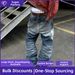 Men's Distressed Washed Denim Trousers Cross Border Embossed Print Loose Retro Wide Leg American Style Jeans_mkmklike.com