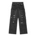 Functional Multi-Pocket Cargo Jeans For Men Trendy Punk Washed Ripped Niche Loose Straight Wide-Leg Pants_mkmklike.com