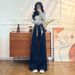 Women's Fleece-lined Flared Jeans 2025 New Model High-waisted Loose Elastic Wide-leg Denim Blue Straight Pants A8573_mkmklike.com