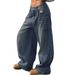 "Distressed Wide-Leg Denim Jeans – Extra Long & Loose Fit (Bluish/Black/Light Gray, XS-XXL)"_mkmklike.com
