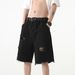 Men's Clothing Denim Shorts Men's Thin High Street Personality Loose Straight Hole Casual Shorts_mkmklike.com