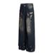 2025 American Style Washed Distressed Ripped Jeans For Men And Women Loose Straight Wide-Leg Floor-Length Pants_mkmklike.com