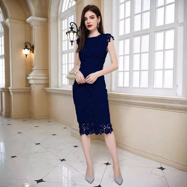Women's Clothing new women's clothing new round neck sleeveless pencil skirt mid skirt_mkmklike.com