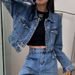 Chaogang Style High Waist Chic Denim Short Jacket Women's Retro Blue Fried Street Top Spring Autumn New_mkmklike.com