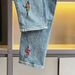 Men's Clothing Fashionable Embroidered Jeans High Street Slim Fit Slim Fit Embroidered Jeans - Stylish High Street Denim Pants With Artistic Details_mkmklike.com