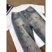 Men's Clothing Men's Trendy Washed Distressed Curved Jeans Loose Fit Versatile Long Pants Spring Autumn Street Style Clean Fit_mkmklike.com