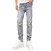 Ink Splashed Light Colored Jeans For Men, Trendy Brand, Autumn 2025 New Style, Fashionable, Personalized, Slim Fitting Skinny Jeans_mkmklike.com