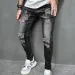2025 Neue Stil Männer Personalisierte Zerrissene Einfarbig Dünne Jeans Stretch Little Foot Streetwear Motorrad Denim Hosen Männlich_mkmklike.com