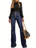 New style breasted high-waisted jeans for women slimming temperament flared trousers_mkmklike.com