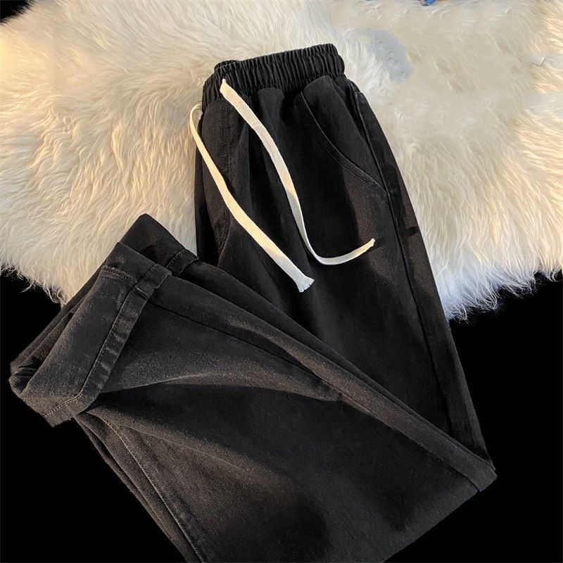 Men's Drawstring Jeans – Relaxed Straight Fit Casual Pants For Teen Boys & High School Students_mkmklike.com