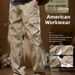 American Sle Casual Loose Straight Leg Multi Ket Outdoor Workwear Trousers Khaki Color Men's Faion Spring New_mkmklike.com