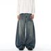 American High Street Scimitar Jeans Men's Washed Vintage Design Three-Dimensional Tailoring Loose Wide-Leg Pants_mkmklike.com