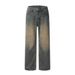 Waste Land Style Vintage Washed Denim Men's Street Fashion Simple Basic Versatile Loose Casual Straight Pants_mkmklike.com