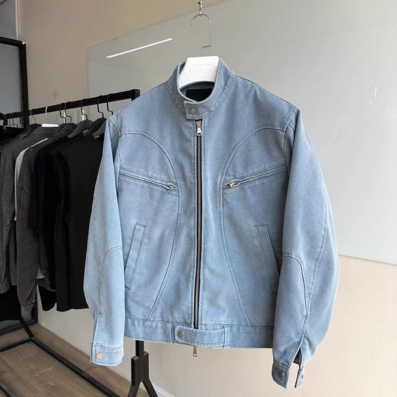 Denim Trendy Brand Spring And Autumn New Style American Loose Workwear Jacket Men's Casual Top_mkmklike.com