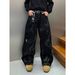 Streetwear Graffiti Jeans - Oversized Distressed Denim Pants With Paint Splatter & Washed Effect For Urban Fashion_mkmklike.com