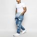 Men's Clothing Fashion Men's Strappy Denim Rompers Ripped Jeans Trousers_mkmklike.com