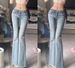 Retro Flared Jeans For Women With Hip Padding - Low Rise Stretch Denim With Frayed Hem - Vintage High Waist Bell Bottom Pants_mkmklike.com
