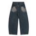 Loose Fit Denim Scimitar Pants Men's High Street Trend Embroidered Irregular Deconstructed Patchwork Frayed Wide-Leg_mkmklike.com