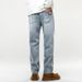 American Retro Spring Jeans, Men's Straight Harlan Small Feet Trendy Brand Washed Double Craft Middle Waist Youth Elastic_mkmklike.com