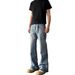 Vintage Washed Blue Jeans – Slim Fit Bootcut Denim Pants (High-Street Retro Style, Unisex)_mkmklike.com