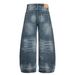 Men's High Waist Straight Leg Jeans High Street Style Washed And Whiskered Design Bamboo Texture_mkmklike.com