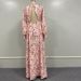 Women's clothing foreign trade printed temperament style temperament commuting mid-waist pink commuting backless dress for women_mkmklike.com