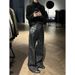 Snake Track Original Denim Narrow Selvedge Burnt Flower Flared Jeans Men's American Retro Jacquard Patchwork Pants Straight Trousers_mkmklike.com