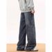 Men's Multi Pocket Cargo Jeans Trendy Loose Fitting Curved Cut Versatile Straight Leg Denim For Spring Autumn_mkmklike.com