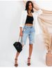 Women'sClothing High Elastic Small Feet Pants Mid Waist Quarter Pants Perforated Jeans_mkmklike.com