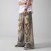 Men's Trendy Ripped Jeans Loose Fit Straight Leg High Street Style Post Apocalyptic Vibe Retro Beggar Long Pants_mkmklike.com