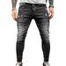 Men's Clothing Distressed Trendy Gray Slim Fit Jeans Men's Slim Fit Distressed Grey Jeans - Stretch Denim Skinny Jeans For Men With Ripped Details_mkmklike.com