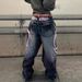 Vintage Washed Denim Pants With American Retro Prints - Loose Fit High Waist Jeans For Women (Black/Gray)_mkmklike.com