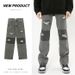 Men's Clothing Men's Printed Straight-Leg Jeans - Korean Streetwear Denim Pants With Artistic Design_mkmklike.com
