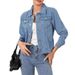 Women's Denim Jacket – Vintage Washed, Relaxed Fit, Lightweight & Stylish For Everyday Wear_mkmklike.com