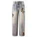 Men's Summer New 2025 Personalized Letter Jeans Hip Hop Ins High Street Trendy Rascal Handsome Pants_mkmklike.com