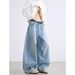Men's Clothing Men's Straight Leg Loose Wide Leg Jeans Letter Print High Street Fashion Spring Autumn Trendy Versatile Cool Stylish Long Pants_mkmklike.com