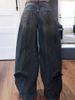 Women's Vintage Washed High-Waisted Reversible Waistband Jeans - Distressed Denim Pants (Blue, S-3XL)_mkmklike.com