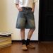 Men's Washed Vintage Denim Shorts Summer Lightweight Loose Fit High Street Casual Five-Pocket Cargo Shorts_mkmklike.com