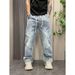 Men's Retro Flared Jeans High Waist Straight Leg Loose Fitting Cool Stylish Trendy Zipper Slit Trousers High Street Vibe_mkmklike.com